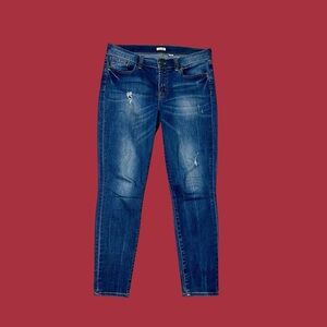 J. Crew Factory Stretchy Distressed Skinny Jeans in Medium Wash Blue Size 29